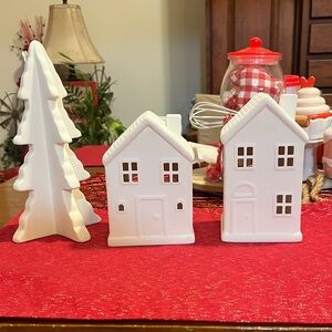 White Ceramic Village Set